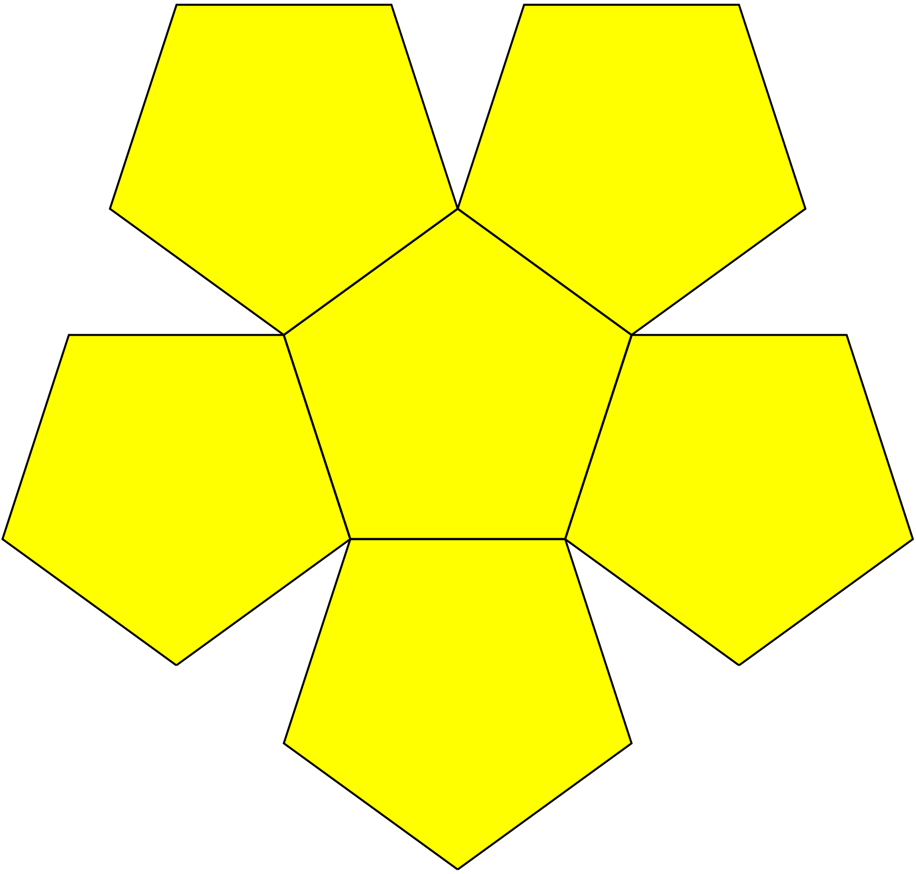 (Un)successful
	    attempt to tile pentagons in two dimensions.  It doesn't
	    work in three, either.